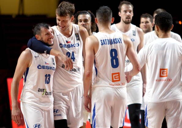 July 1, 2021, Victoria, BC, Canada: Czech Republic s Jakub Sirina, left, and Jan Vesely celebrate defeating Uruguay in FIBA Men s Olympic Qualifying basketball action at Memorial Arena in Victoria, B.C., on Thursday, July 1, 2021. Jakub Sirina,Jan Vesely - ZUMAc35_ 20210701_zaf_c35_291 Copyright: xChadxHipolitox