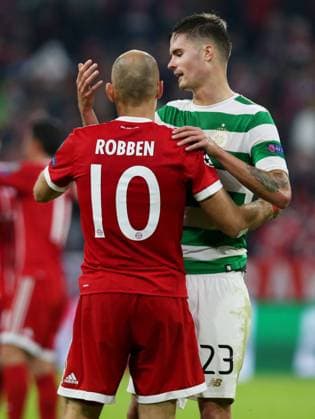 Mandatory Credit: Photo by James Marsh BPI Shutterstock (9146729bi) Arjen Robben of Bayern Munich and Mikael Lustig of Celtic shake hands after the match. Bayern Munich v Celtic, UEFA Champions League, Group B, Allianz Arena, Munich, Germany, 18 October 2017 EDITORIAL USE ONLY No use with unauthorised audio, video, data, fixture lists, club league logos or live services. Online in-match use limited to 75 images, no video emulation. No use in betting, games or single club league player publications. Bayern Munich v Celtic, UEFA Champions League, Group B, Allianz Arena, Munich, Germany, 18 October 2017 EDITORIAL USE ONLY No use with unauthorised audio, video, data, fixture lists, club league logos or live services. Online in-match use limited to 75 images, no video emulation. No use in betting, games or single club league player publications. Copyright: xJamesxMarsh BPI Shutterstockx 9146729bi