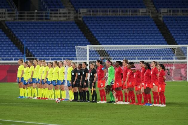 Mandatory Credit: Photo by Masatoshi Okauchi Shutterstock (12249227q) Sweden and Canada teams lineup Sweden v Canada, international football, Women s final, Tokyo Olympic Games, Olympische Spiele, Olympia, OS 2020, International Stadium Yokohama, Japan - 06 Aug 2021 Sweden v Canada, international football, Women s final, Tokyo Olympic Games 2020, International Stadium Yokohama, Japan - 06 Aug 2021 Copyright: xMasatoshixOkauchi Shutterstockx 12249227q