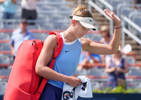 August 11, 2021, Montreal, PQ, Canada: Paula Badosa, of Spain, leaves the court following her second round National Bank Open women s tennis tournament loss to Canada s Rebecca Marino, in Montreal, Wednesday, Aug. 11, 2021. Paula Badosa - ZUMAc35_ 20210811_zaf_c35_065 Copyright: xPaulxChiassonx