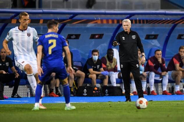 Mandatory Credit: Photo by Simon Dael Shutterstock (12446971bm) David Moyes manager of West Ham United Dinamo Zagreb v West Ham United, UEFA Europa League, Group H, Football, Stadion Maksimir, Zagreb, Croatia - 16 Sep 2021 EDITORIAL USE ONLY No use with unauthorised audio, video, data, fixture lists, club league logos or live services. Online in-match use limited to 120 images, no video emulation. No use in betting, games or single club league player publications. Dinamo Zagreb v West Ham United, UEFA Europa League, Group H, Football, Stadion Maksimir, Zagreb, Croatia - 16 Sep 2021 EDITORIAL USE ONLY No use with unauthorised audio, video, data, fixture lists, club league logos or live services. Online in-match use limited to 120 images, no video emulation. No use in betting, games or single club league player publications. Copyright: xSimonxDael Shutterstockx 12446971bm