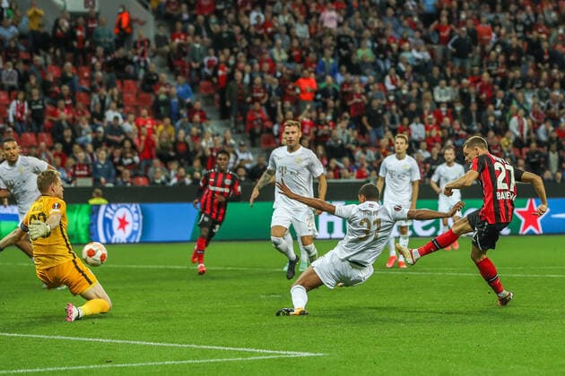 Florian Richard Wirtz (Bayer 04 Leverkusen, 27) schießt schiesst das Tor zum 2:1, GER, Bayer 04 Leverkusen vs. Ferencvaros Budapest Ferencvarosi Torna Club, UEFA Europa League Gruppe G, Gruppenphase, Spielzeit 2021 2022, 16.09.2021, , DFB DFL regulations prohibit any use of photographs as image sequences and or quasi-video., GER, Bayer 04 Leverkusen vs. Ferencvaros Budapest Ferencvarosi Torna Club, UEFA Europa League Gruppe G, Gruppenphase, Spielzeit 2021 2022, 16.09.2021 Leverkusen Copyright: xEibner-Pressefoto GabrielxBoiax EP_GBA