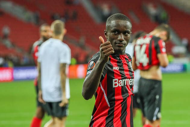 Moussa Diaby (FC Bayern München Muenchen, 19) nach dem Spiel, GER, Bayer 04 Leverkusen vs. Ferencvaros Budapest Ferencvarosi Torna Club, UEFA Europa League Gruppe G, Gruppenphase, Spielzeit 2021 2022, 16.09.2021, , DFB DFL regulations prohibit any use of photographs as image sequences and or quasi-video., GER, Bayer 04 Leverkusen vs. Ferencvaros Budapest Ferencvarosi Torna Club, UEFA Europa League Gruppe G, Gruppenphase, Spielzeit 2021 2022, 16.09.2021 Leverkusen Copyright: xEibner-Pressefoto GabrielxBoiax EP_GBA