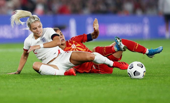 Mandatory Credit: Photo by James Marsh Shutterstock (12448509w) Rachel Daly of England. England Women v North Macedonia Women, FIFA Women s World Cup 2023 Qualifying, Group D, Football, St Mary s Stadium, Southampton, UK - 17 Sep 2021 EDITORIAL USE ONLY No use with unauthorised audio, video, data, fixture lists, club league logos or live services. Online in-match use limited to 120 images, no video emulation. No use in betting, games or single club league player publications. England Women v North Macedonia Women, FIFA Women s World Cup 2023 Qualifying, Group D, Football, St Mary s Stadium, Southampton, UK - 17 Sep 2021 EDITORIAL USE ONLY No use with unauthorised audio, video, data, fixture lists, club league logos or live services. Online in-match use limited to 120 images, no video emulation. No use in betting, games or single club league player publications. Copyright: xJamesxMarsh Shutterstockx 12448509w