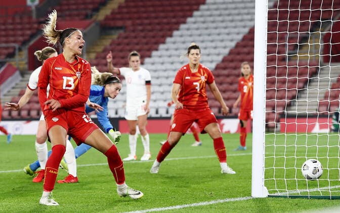 Mandatory Credit: Photo by James Marsh Shutterstock (12448509aa) Julija Zivikj of North Macedonia scores an own goal to make the score 3-0. England Women v North Macedonia Women, FIFA Women s World Cup 2023 Qualifying, Group D, Football, St Mary s Stadium, Southampton, UK - 17 Sep 2021 EDITORIAL USE ONLY No use with unauthorised audio, video, data, fixture lists, club league logos or live services. Online in-match use limited to 120 images, no video emulation. No use in betting, games or single club league player publications. England Women v North Macedonia Women, FIFA Women s World Cup 2023 Qualifying, Group D, Football, St Mary s Stadium, Southampton, UK - 17 Sep 2021 EDITORIAL USE ONLY No use with unauthorised audio, video, data, fixture lists, club league logos or live services. Online in-match use limited to 120 images, no video emulation. No use in betting, games or single club league player publications. Copyright: xJamesxMarsh Shutterstockx 12448509aa