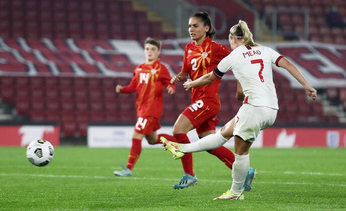 Mandatory Credit: Photo by James Marsh Shutterstock (12448509bl) Beth Mead of England scores her sides eighth goal. England Women v North Macedonia Women, FIFA Women s World Cup 2023 Qualifying, Group D, Football, St Mary s Stadium, Southampton, UK - 17 Sep 2021 EDITORIAL USE ONLY No use with unauthorised audio, video, data, fixture lists, club league logos or live services. Online in-match use limited to 120 images, no video emulation. No use in betting, games or single club league player publications. England Women v North Macedonia Women, FIFA Women s World Cup 2023 Qualifying, Group D, Football, St Mary s Stadium, Southampton, UK - 17 Sep 2021 EDITORIAL USE ONLY No use with unauthorised audio, video, data, fixture lists, club league logos or live services. Online in-match use limited to 120 images, no video emulation. No use in betting, games or single club league player publications. Copyright: xJamesxMarsh Shutterstockx 12448509bl