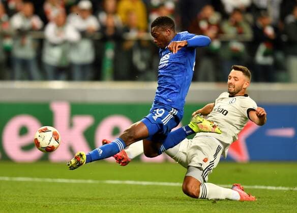 Mandatory Credit: Photo by Maciej Gillert Shutterstock (12516542ae) Patson Daka of Leicester City has a shot under pressure from Mateusz Wieteska of Legia Warsaw Legia Warsaw v Leicester City, UEFA Europa League, Group C, Football, Marshall Jozef Pilsudski Municipal Stadium, Warsaw, Poland - 30 Sep 2021 EDITORIAL USE ONLY No use with unauthorised audio, video, data, fixture lists, club league logos or live services. Online in-match use limited to 120 images, no video emulation. No use in betting, games or single club league player publications. Legia Warsaw v Leicester City, UEFA Europa League, Group C, Football, Marshall Jozef Pilsudski Municipal Stadium, Warsaw, Poland - 30 Sep 2021 EDITORIAL USE ONLY No use with unauthorised audio, video, data, fixture lists, club league logos or live services. Online in-match use limited to 120 images, no video emulation. No use in betting, games or single club league player publications. Copyright: xMaciejxGillert Shutterstockx 12516542ae