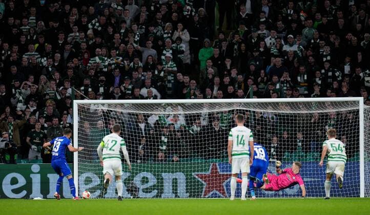 Mandatory Credit: Photo by Stuart Wallace Shutterstock (12516265bl) Lucas Alario of Bayer 04 Leverkusen beats Celtic goalkeeper Joe Hart from the penalty spot to give Leverkusen a 0-3 lead. Celtic v Bayer Leverkusen, UEFA Europa League, Group G, Football, Celtic Park, Glasgow, UK - 30 Sep 2021 EDITORIAL USE ONLY No use with unauthorised audio, video, data, fixture lists, club league logos or live services. Online in-match use limited to 120 images, no video emulation. No use in betting, games or single club league player publications. Celtic v Bayer Leverkusen, UEFA Europa League, Group G, Football, Celtic Park, Glasgow, UK - 30 Sep 2021 EDITORIAL USE ONLY No use with unauthorised audio, video, data, fixture lists, club league logos or live services. Online in-match use limited to 120 images, no video emulation. No use in betting, games or single club league player publications. Copyright: xStuartxWallace Shutterstockx 12516265bl