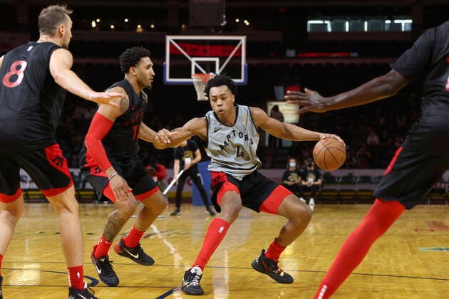 October 2, 2021, London, on, Canada: Toronto Raptors Scottie Barnes controls the ball during a NBA, Basketball Herren, USA team scrimmage in London, Ont., Saturday, Oct. 2, 2021. Canada News - October 2, 2021 - ZUMAc35_ 20211002_zaf_c35_037 Copyright: xNicolexOsbornex