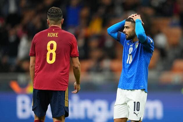 Mandatory Credit: Photo by Bagu Blanco Pressinphoto Shutterstock (12527038aw) Lorenzo Insigne of Italy Italy v Spain, UEFA Nations League 2021, Semifinal. Football, San Siro Stadium, Milan, Italy - 6 Oct 2021 Editorial use only Italy v Spain, UEFA Nations League 2021, Semifinal. Football, San Siro Stadium, Milan, Italy - 6 Oct 2021 Editorial use only Copyright: xBaguxBlanco Pressinphoto Shutterstockx 12527038aw