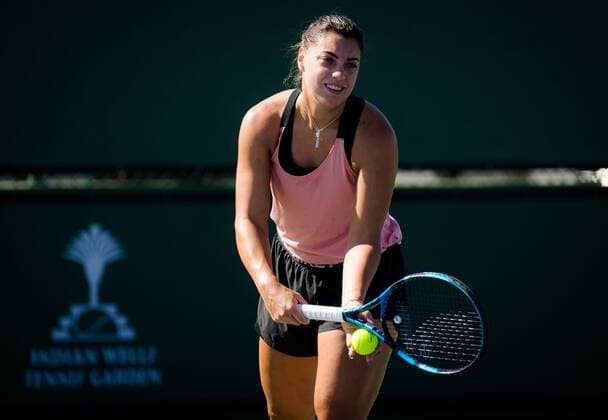 Mandatory Credit: Photo by Rob Prange Shutterstock (12524558eo) Ana Konjuh of Croatia during practice ahead of the 2021 BNP Paribas Open WTA, Tennis Damen 1000 tennis tournament BNP Paribas Open, Tennis, Day 1, Indian Wells Tennis Garden, California, USA - 06 Oct 2021 BNP Paribas Open, Tennis, Day 1, Indian Wells Tennis Garden, California, USA - 06 Oct 2021 Copyright: xRobxPrange Shutterstockx 12524558eo
