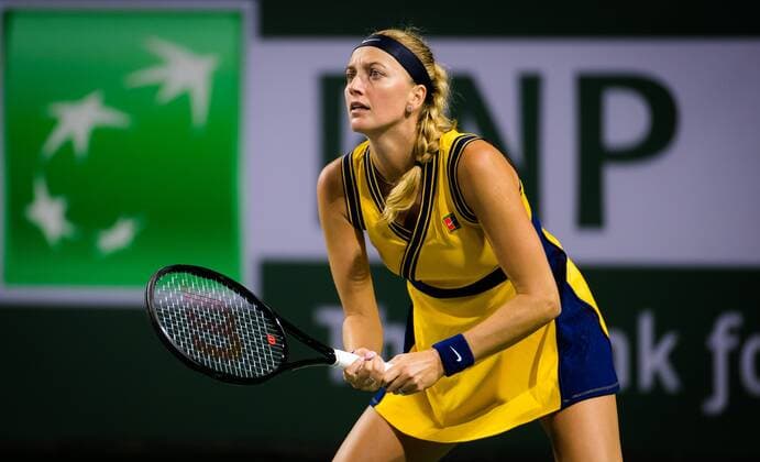 Mandatory Credit: Photo by Rob Prange Shutterstock (12524630eg) Petra Kvitova of the Czech Republic in action during the second round of the 2021 BNP Paribas Open WTA, Tennis Damen 1000 tennis tournament BNP Paribas Open, Tennis, Day 3, Indian Wells Tennis Garden, California, USA - 08 Oct 2021 BNP Paribas Open, Tennis, Day 3, Indian Wells Tennis Garden, California, USA - 08 Oct 2021 Copyright: xRobxPrange Shutterstockx 12524630eg