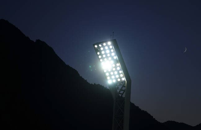 Mandatory Credit: Photo by Javier Garcia Shutterstock (12530028n) A crescent moon rises above the ground Andorra v England, FIFA World Cup, WM, Weltmeisterschaft, Fussball 2022 Qualifying, Group I, Football, Estadi Nacional, Andorra la Vella, Andorra - 09 Oct 2021 EDITORIAL USE ONLY No use with unauthorised audio, video, data, fixture lists, club league logos or live services. Online in-match use limited to 120 images, no video emulation. No use in betting, games or single club league player publications. Andorra v England, FIFA World Cup 2022 Qualifying, Group I, Football, Estadi Nacional, Andorra la Vella, Andorra - 09 Oct 2021 EDITORIAL USE ONLY No use with unauthorised audio, video, data, fixture lists, club league logos or live services. Online in-match use limited to 120 images, no video emulation. No use in betting, games or single club league player publications. Copyright: xJavierxGarcia Shutterstockx 12530028n