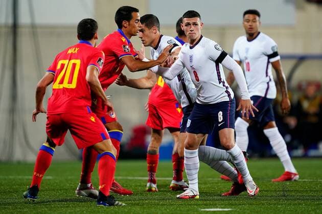 Mandatory Credit: Photo by Sergio Ruiz Pressinphoto Shutterstock (12531158q) Phil Foden of England Andorra v England, FIFA World Cup, WM, Weltmeisterschaft, Fussball 2022 Qualifier. Football, Comunal Stadium, Andorra, 9 Oct 2021 Editorial use only Andorra v England, FIFA World Cup 2022 Qualifier. Football, Comunal Stadium, Andorra, 9 Oct 2021 Editorial use only Copyright: xSergioxRuiz Pressinphoto Shutterstockx 12531158q