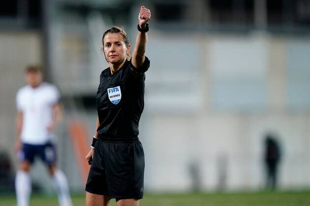 Mandatory Credit: Photo by Sergio Ruiz Pressinphoto Shutterstock (12531158t) The referee Katherina Monzul Andorra v England, FIFA World Cup, WM, Weltmeisterschaft, Fussball 2022 Qualifier. Football, Comunal Stadium, Andorra, 9 Oct 2021 Editorial use only Andorra v England, FIFA World Cup 2022 Qualifier. Football, Comunal Stadium, Andorra, 9 Oct 2021 Editorial use only Copyright: xSergioxRuiz Pressinphoto Shutterstockx 12531158t