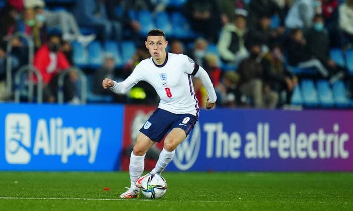 Mandatory Credit: Photo by Javier Garcia Shutterstock (12530028ba) Phil Foden of England Andorra v England, FIFA World Cup, WM, Weltmeisterschaft, Fussball 2022 Qualifying, Group I, Football, Estadi Nacional, Andorra la Vella, Andorra - 09 Oct 2021 EDITORIAL USE ONLY No use with unauthorised audio, video, data, fixture lists, club league logos or live services. Online in-match use limited to 120 images, no video emulation. No use in betting, games or single club league player publications. Andorra v England, FIFA World Cup 2022 Qualifying, Group I, Football, Estadi Nacional, Andorra la Vella, Andorra - 09 Oct 2021 EDITORIAL USE ONLY No use with unauthorised audio, video, data, fixture lists, club league logos or live services. Online in-match use limited to 120 images, no video emulation. No use in betting, games or single club league player publications. Copyright: xJavierxGarcia Shutterstockx 12530028ba