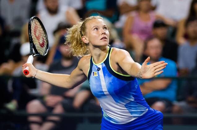 Mandatory Credit: Photo by Rob Prange Shutterstock (12524631cu) Katerina Siniakova of the Czech Republic in action during the second round at the 2021 BNP Paribas Open WTA, Tennis Damen 1000 tennis tournament BNP Paribas Open, Tennis, Day 4, Indian Wells Tennis Garden, California, USA - 09 Oct 2021 BNP Paribas Open, Tennis, Day 4, Indian Wells Tennis Garden, California, USA - 09 Oct 2021 Copyright: xRobxPrange Shutterstockx 12524631cu
