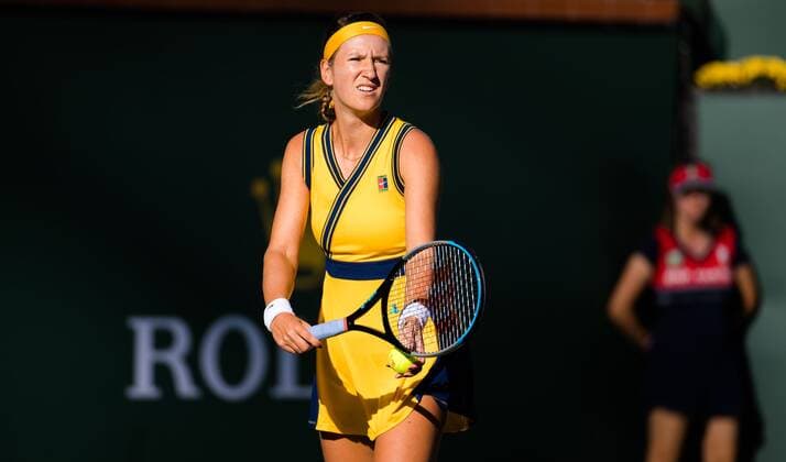 Mandatory Credit: Photo by Rob Prange Shutterstock (12524636j) Victoria Azarenka of Belarus in action during the quarter-finals of the 2021 BNP Paribas Open WTA, Tennis Damen 1000 tennis tournament BNP Paribas Open, Tennis, Day 8, Indian Wells Tennis Garden, California, USA - 13 Oct 2021 BNP Paribas Open, Tennis, Day 8, Indian Wells Tennis Garden, California, USA - 13 Oct 2021 Copyright: xRobxPrange Shutterstockx 12524636j