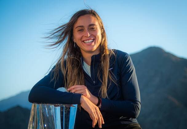 Mandatory Credit: Photo by Rob Prange Shutterstock (12524643bd) Paula Badosa of Spain poses with the champions trophy after winning the final of the 2021 BNP Paribas Open WTA, Tennis Damen 1000 tennis tournament BNP Paribas Open, Tennis, Day 12, Indian Wells Tennis Garden, California, USA - 17 Oct 2021 BNP Paribas Open, Tennis, Day 12, Indian Wells Tennis Garden, California, USA - 17 Oct 2021 Copyright: xRobxPrange Shutterstockx 12524643bd