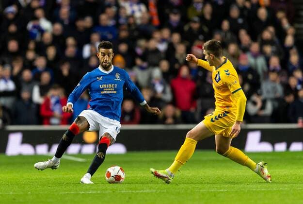Mandatory Credit: Photo by Luke Nickerson Rangers FC Shutterstock (12547782q) Rangers Defender Connor Goldson controls the ball Rangers v Brondby, UEFA Europa League, Group A, Football, Ibrox Stadium, Glasgow, UK - 21 Oct 2021 EDITORIAL USE ONLY No use with unauthorised audio, video, data, fixture lists, club league logos or live services. Online in-match use limited to 120 images, no video emulation. No use in betting, games or single club league player publications. Rangers v Brondby, UEFA Europa League, Group A, Football, Ibrox Stadium, Glasgow, UK - 21 Oct 2021 EDITORIAL USE ONLY No use with unauthorised audio, video, data, fixture lists, club league logos or live services. Online in-match use limited to 120 images, no video emulation. No use in betting, games or single club league player publications. Copyright: xLukexNickerson RangersxFC Shutterstockx 12547782q