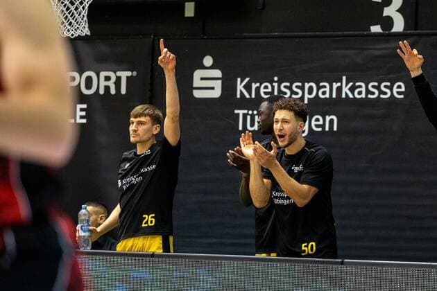 Till Joenke (Tigers Tuebingen, 26) 4Joanic Gruetner Bacoul (TIgers Tuebingen, 50)¨¨¨Tigers Tübingen vs. Bayer Giants Leverkusen, 2. Basketball, Bundesliga, Pro A, Barmer 2 Basketball, Spieltag 6, Spielzeit 2021 2022, 24.10.2021, ¨¨ Tigers Tübingen - Bayer Giants Leverkusen, Basketball, 2. Bundesliga, Barmer 2 Basketball, Spieltag 6, Spielzeit 2020 2021, 24.10.2021 Rottenburg am Neckar Copyright: xNinaxSander xEibnerxPressefotoxIx EP_NSR
