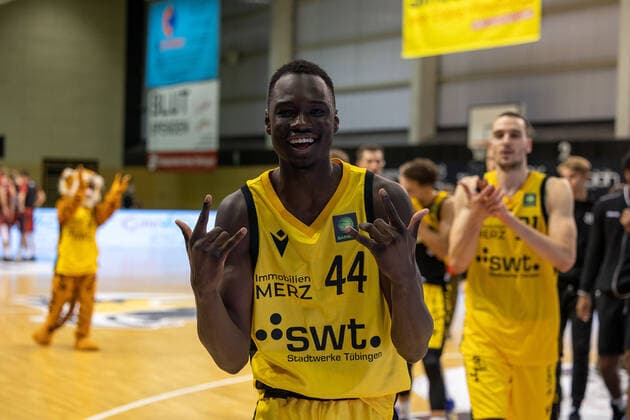 Bakary Diba (Tigers Tuebingen, 44)¨¨¨Tigers Tübingen vs. Bayer Giants Leverkusen, 2. Basketball, Bundesliga, Pro A, Barmer 2 Basketball, Spieltag 6, Spielzeit 2021 2022, 24.10.2021, ¨¨ Tigers Tübingen - Bayer Giants Leverkusen, Basketball, 2. Bundesliga, Barmer 2 Basketball, Spieltag 6, Spielzeit 2020 2021, 24.10.2021 Rottenburg am Neckar Copyright: xNinaxSander xEibnerxPressefotoxIx EP_NSR