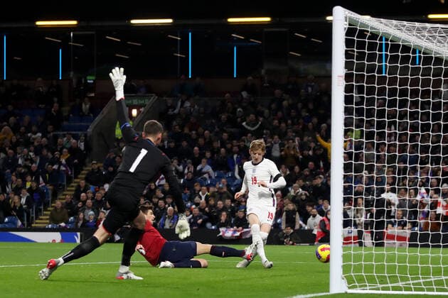 Mandatory Credit: Photo by Paul Greenwood Shutterstock (12598524b) Anthony Gordon of England U21, U 21 scores his side s second goal to make the score 2-0 England U21 v Czech Republic U21, UEFA U21 European Championship, EM, Europameisterschaft 2023 Qualifying, Group G, Football, Turf Moor, Burnley, UK - 11 Nov 2021 EDITORIAL USE ONLY No use with unauthorised audio, video, data, fixture lists, club league logos or live services. Online in-match use limited to 120 images, no video emulation. No use in betting, games or single club league player publications. England U21 v Czech Republic U21, UEFA U21 European Championship 2023 Qualifying, Group G, Football, Turf Moor, Burnley, UK - 11 Nov 2021 EDITORIAL USE ONLY No use with unauthorised audio, video, data, fixture lists, club league logos or live services. Online in-match use limited to 120 images, no video emulation. No use in betting, games or single club league player publications. Copyright: xPaulxGreenwood Shutterstockx 12598524b