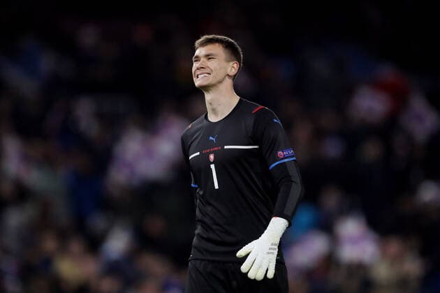 Mandatory Credit: Photo by Paul Greenwood Shutterstock (12598524u) Czech Republic U21, U 21 goalkeeper Matej Kovar England U21 v Czech Republic U21, UEFA U21 European Championship, EM, Europameisterschaft 2023 Qualifying, Group G, Football, Turf Moor, Burnley, UK - 11 Nov 2021 EDITORIAL USE ONLY No use with unauthorised audio, video, data, fixture lists, club league logos or live services. Online in-match use limited to 120 images, no video emulation. No use in betting, games or single club league player publications. England U21 v Czech Republic U21, UEFA U21 European Championship 2023 Qualifying, Group G, Football, Turf Moor, Burnley, UK - 11 Nov 2021 EDITORIAL USE ONLY No use with unauthorised audio, video, data, fixture lists, club league logos or live services. Online in-match use limited to 120 images, no video emulation. No use in betting, games or single club league player publications. Copyright: xPaulxGreenwood Shutterstockx 12598524u