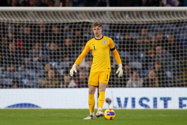 Mandatory Credit: Photo by Paul Greenwood Shutterstock (12598524au) England U21, U 21 goalkeeper Josef Bursik England U21 v Czech Republic U21, UEFA U21 European Championship, EM, Europameisterschaft 2023 Qualifying, Group G, Football, Turf Moor, Burnley, UK - 11 Nov 2021 EDITORIAL USE ONLY No use with unauthorised audio, video, data, fixture lists, club league logos or live services. Online in-match use limited to 120 images, no video emulation. No use in betting, games or single club league player publications. England U21 v Czech Republic U21, UEFA U21 European Championship 2023 Qualifying, Group G, Football, Turf Moor, Burnley, UK - 11 Nov 2021 EDITORIAL USE ONLY No use with unauthorised audio, video, data, fixture lists, club league logos or live services. Online in-match use limited to 120 images, no video emulation. No use in betting, games or single club league player publications. Copyright: xPaulxGreenwood Shutterstockx 12598524au