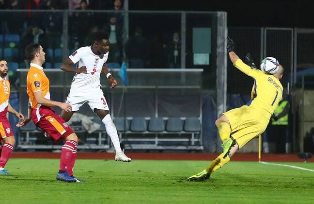Fußball, WM Quali, San Marino - England Mandatory Credit: Photo by Kieran McManus Shutterstock (12603417cm) Bukayo Saka of England scores a goal to make the score 0-10 San Marino v England, FIFA World Cup, WM, Weltmeisterschaft, Fussball 2022 Qualifying, Group I, Football, San Marino Stadium, Serravalle, San Marino - 15 Nov 2021 EDITORIAL USE ONLY No use with unauthorised audio, video, data, fixture lists, club league logos or live services. Online in-match use limited to 120 images, no video emulation. No use in betting, games or single club league player publications. San Marino v England, FIFA World Cup 2022 Qualifying, Group I, Football, San Marino Stadium, Serravalle, San Marino - 15 Nov 2021 EDITORIAL USE ONLY No use with unauthorised audio, video, data, fixture lists, club league logos or live services. Online in-match use limited to 120 images, no video emulation. No use in betting, games or single club league player publications. Copyright: xKieranxMcManus Shutterstockx 12603417cm