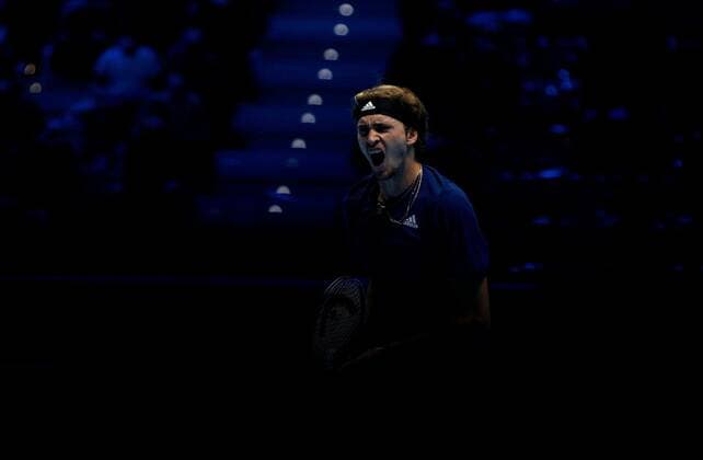 Mandatory Credit: Photo by Ella Ling Shutterstock (12603335m) Alexander Zverev of Germany celebrates Nitto ATP, Tennis Herren World Tour Finals, Day 3, Tennis, Pala Alpitour, Turin, Italy - 16 Nov 2021 Nitto ATP World Tour Finals, Day 3, Tennis, Pala Alpitour, Turin, Italy - 16 Nov 2021 Copyright: xEllaxLing Shutterstockx 12603335m