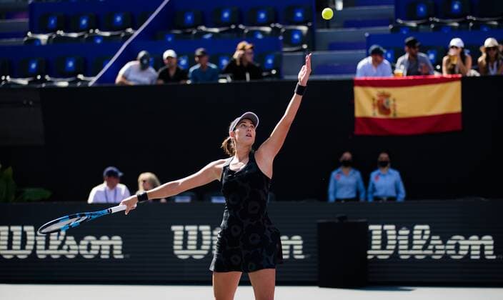 Tennis, WTA Finals in Guadalajara, Garbine Muguruza - Paula Badosa Mandatory Credit: Photo by Rob Prange Shutterstock (12596815r) Garbine Muguruza of Spain in action during the semi-final at the 2021 Akron WTA, Tennis Damen Finals Guadalajara WTA tennis tournament Akron WTA Finals, Day 7, Tennis, Panamerican Tennis Center Guadalajara, Mexico - 16 Nov 2021 Akron WTA Finals, Day 7, Tennis, Panamerican Tennis Center Guadalajara, Mexico - 16 Nov 2021 Copyright: xRobxPrange Shutterstockx 12596815r