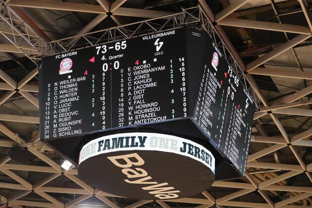 Anzeigetafel zeigt den Endstand GER, FC Bayern Basketball vs. LDLC ASVEL Villeurbanne, Basketball, EuroLeague, Saison 2021 2022, 02.12.2021, GER, FC Bayern Basketball vs. LDLC ASVEL Villeurbanne, Basketball, EuroLeague, Saison 2021 2022, 02.12.2021, Muenchen Copyright: xEIBNER MarcelxEngelbrechtx EP_EER