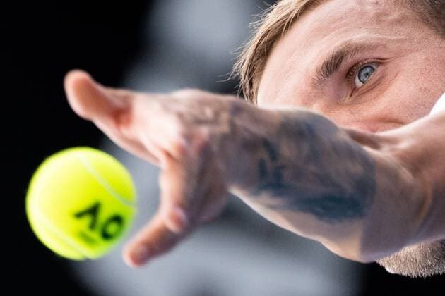 Mandatory Credit: Photo by Shutterstock (12757262e) Dan Evans in action during his round of 16 match Sydney Tennis Classic, Day 3, Tennis, Olympic Park, Sydney, Australia - 12 Jan 2022 Sydney Tennis Classic, Day 3, Tennis, Olympic Park, Sydney, Australia - 12 Jan 2022 Copyright: xShutterstockx 12757262e