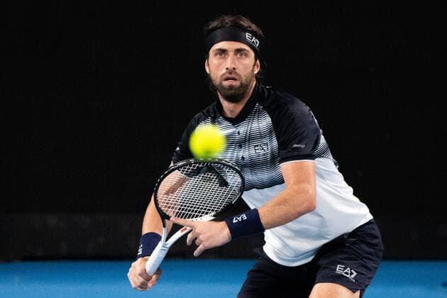 Mandatory Credit: Photo by Shutterstock (12757262dq) Nikoloz Basilashvili in action during his round of 16 match Sydney Tennis Classic, Day 4, Tennis, Olympic Park, Sydney, Australia - 12 Jan 2022 Sydney Tennis Classic, Day 4, Tennis, Olympic Park, Sydney, Australia - 12 Jan 2022 Copyright: xShutterstockx 12757262dq