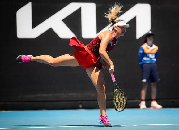 Mandatory Credit: Photo by Rob Prange Shutterstock (12763713w) Marta Kostyuk of Ukraine in action during the second round of the 2022 Australian Open Grand Slam tennis tournament Australian Open, Day Three, Tennis, Melbourne Park, Melbourne, Australia - 19 Jan 2022 Australian Open, Day Three, Tennis, Melbourne Park, Melbourne, Australia - 19 Jan 2022 Copyright: xRobxPrange Shutterstockx 12763713w