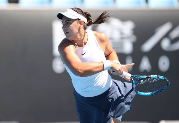 Mandatory Credit: Photo by Ella Ling Shutterstock (12765065a) Ana Konjuh in second round action Australian Open, Day Four, Tennis, Melbourne Park, Melbourne, Australia - 20 Jan 2022 Australian Open, Day Four, Tennis, Melbourne Park, Melbourne, Australia - 20 Jan 2022 Copyright: xEllaxLing Shutterstockx 12765065a