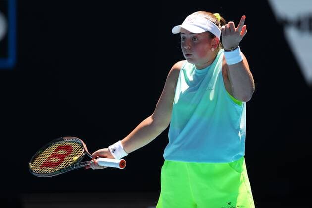 Mandatory Credit: Photo by Ella Ling Shutterstock (12765070i) Jelena Ostapenko during her thrird round match Australian Open, Day Five, Tennis, Melbourne Park, Melbourne, Australia - 21 Jan 2022 Australian Open, Day Five, Tennis, Melbourne Park, Melbourne, Australia - 21 Jan 2022 Copyright: xEllaxLing Shutterstockx 12765070i