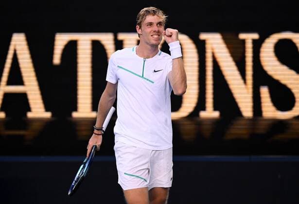 Mandatory Credit: Photo by James Gourley Shutterstock (12765086fq) Denis Shapovalov celebrates victory in his third round match Australian Open, Day Five, Tennis, Melbourne Park, Melbourne, Australia - 21 Jan 2022 Australian Open, Day Five, Tennis, Melbourne Park, Melbourne, Australia - 21 Jan 2022 Copyright: xJamesxGourley Shutterstockx 12765086fq