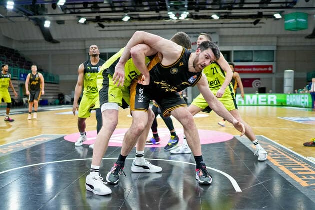 medi bayreuth - Basketball Loewen Braunschweig , Basketball, Bundesliga, BBL, Spieltag 18, Spielzeit 2021 2022, 21.01.2022, medi bayreuth - Basketball Loewen Braunschweig , Basketball, Bundesliga, BBL, Spieltag 18, Spielzeit 2021 2022, 21.01.2022, Foto: EIBNER Thorsten OCHS Bayreuth Copyright: xEibner-Pressefoto ThorstenxOchsx EP_TOS