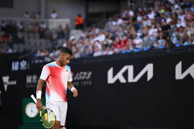 Mandatory Credit: Photo by James Gourley Shutterstock (12765088gj) Felix Auger-Aliassime during his third round match Australian Open, Day Six, Tennis, Melbourne Park, Melbourne, Australia - 22 Jan 2022 Australian Open, Day Six, Tennis, Melbourne Park, Melbourne, Australia - 22 Jan 2022 Copyright: xJamesxGourley Shutterstockx 12765088gj