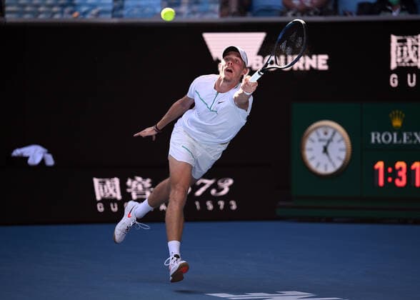 Mandatory Credit: Photo by James Gourley Shutterstock (12765097gk) Denis Shapovalov during his fourth round match Australian Open, Day Seven, Tennis, Melbourne Park, Melbourne, Australia - 23 Jan 2022 Australian Open, Day Seven, Tennis, Melbourne Park, Melbourne, Australia - 23 Jan 2022 Copyright: xJamesxGourley Shutterstockx 12765097gk