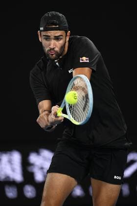 Mandatory Credit: Photo by James Gourley Shutterstock (12773752ic) Matteo Berrettini during his quarter-final match Australian Open, Day Nine, Tennis, Melbourne Park, Melbourne, Australia - 25 Jan 2022 Australian Open, Day Nine, Tennis, Melbourne Park, Melbourne, Australia - 25 Jan 2022 Copyright: xJamesxGourley Shutterstockx 12773752ic