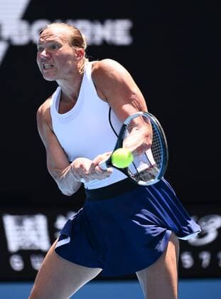 Mandatory Credit: Photo by James Gourley Shutterstock (12773754ad) Kaia Kanepi in quarter final action Australian Open, Day Ten, Tennis, Melbourne Park, Melbourne, Australia - 26 Jan 2022 Australian Open, Day Ten, Tennis, Melbourne Park, Melbourne, Australia - 26 Jan 2022 Copyright: xJamesxGourley Shutterstockx 12773754ad