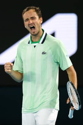 Mandatory Credit: Photo by Ella Ling Shutterstock (12773755ea) Daniil Medvedev during his quarter final match Australian Open, Day Ten, Tennis, Melbourne Park, Melbourne, Australia - 26 Jan 2022 Australian Open, Day Ten, Tennis, Melbourne Park, Melbourne, Australia - 26 Jan 2022 Copyright: xEllaxLing Shutterstockx 12773755ea