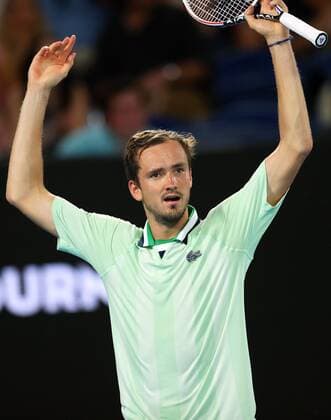 Mandatory Credit: Photo by Ella Ling Shutterstock (12773755ei) Daniil Medvedev during his quarter final match Australian Open, Day Ten, Tennis, Melbourne Park, Melbourne, Australia - 26 Jan 2022 Australian Open, Day Ten, Tennis, Melbourne Park, Melbourne, Australia - 26 Jan 2022 Copyright: xEllaxLing Shutterstockx 12773755ei