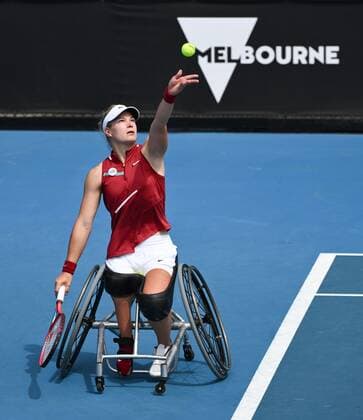 Mandatory Credit: Photo by James Gourley Shutterstock (12773760am) Diede De Groot in the Women s Wheelchair Final Australian Open, Day Eleven, Tennis, Melbourne Park, Melbourne, Australia - 27 Jan 2022 Australian Open, Day Eleven, Tennis, Melbourne Park, Melbourne, Australia - 27 Jan 2022 Copyright: xJamesxGourley Shutterstockx 12773760am