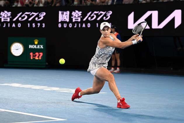 Mandatory Credit: Photo by James Gourley Shutterstock (12778010dw) Ashleigh Barty during the Women s Singles Final Australian Open, Day Thirteen, Tennis, Melbourne Park, Melbourne, Australia - 29 Jan 2022 Australian Open, Day Thirteen, Tennis, Melbourne Park, Melbourne, Australia - 29 Jan 2022 Copyright: xJamesxGourley Shutterstockx 12778010dw