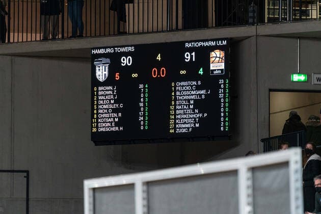 Endergebnis Hamburg Towers vs. Ratiopharm Ulm, Basketball, Bundesliga, Hauptrunde, Spieltag 19, Saison 2021 2022, 29.01.2022 Marcel von Fehrn Hamburg Towers vs. Ratiopharm Ulm, Basketball, Bundesliga, Hauptrunde, Spieltag 19, Saison 2021 2022, 29.01.2022 Hamburg Copyright: xEibnerxPressefoto MarcelxvonxFehrnx EP_MFN