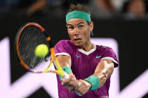 Mandatory Credit: Photo by James Gourley Shutterstock (12778011da) Rafael Nadal during the Men s Singles final Australian Open, Day Fourteen, Tennis, Melbourne Park, Melbourne, Australia - 30 Jan 2022 Australian Open, Day Fourteen, Tennis, Melbourne Park, Melbourne, Australia - 30 Jan 2022 Copyright: xJamesxGourley Shutterstockx 12778011da